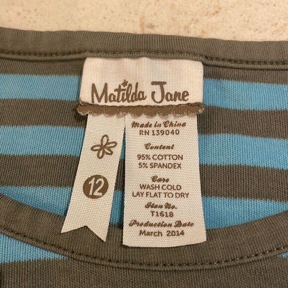 Matilda Jane striped top with purple buttons SZ 12 - Picture 2 of 4